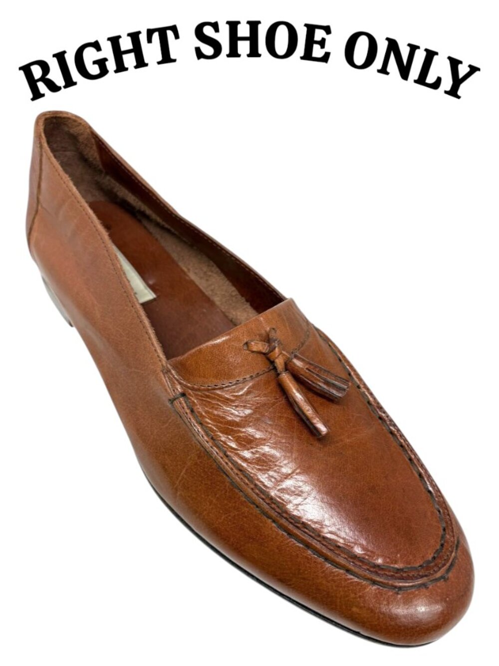 Carlo Borgoli Cognac‎ Leather Tassel Single Right Loafer